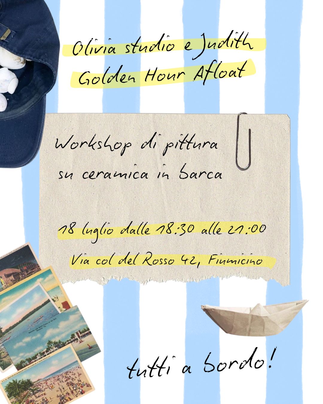 Workshop di pittura su ceramica in barca a Fiumicino (acconto)